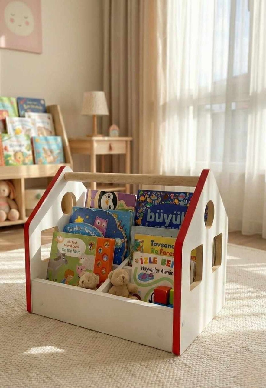 Cutie de cărți, Hanah Home, Artmtkbkcddy, 50x40x32 cm, Rosu/Alb - imagine 5